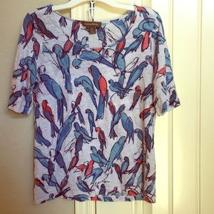 Red, blue and white bird shirt. Tommy Bahama